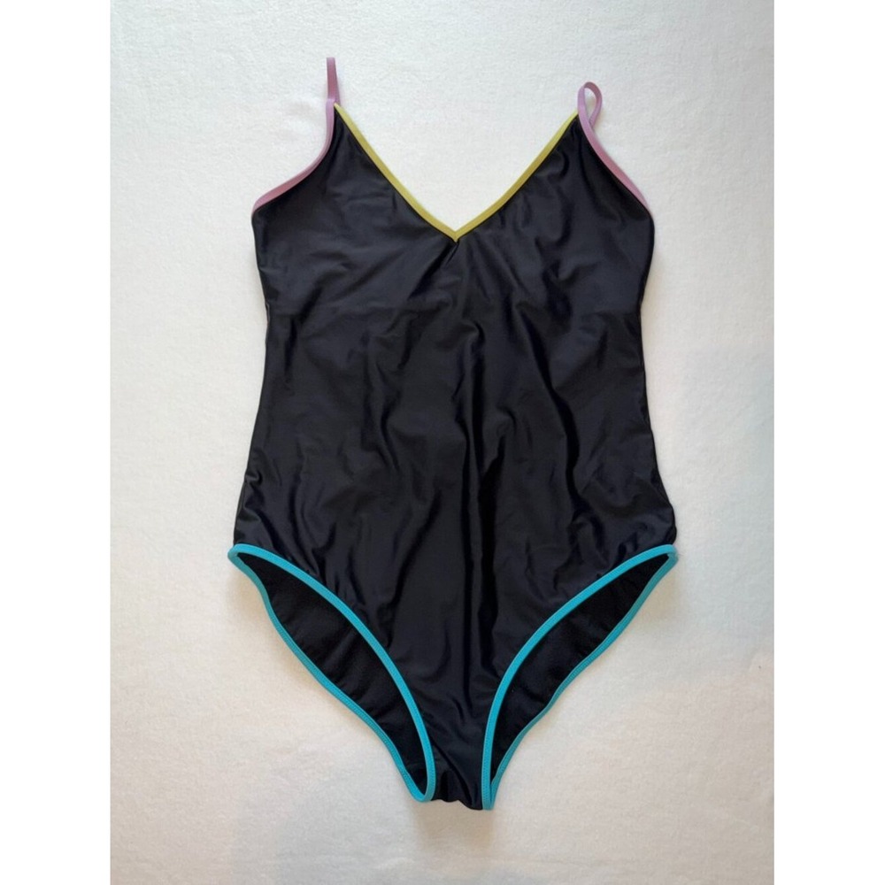 Endless Waves XL One Piece Swim Black Adjustable Straps Color Trim